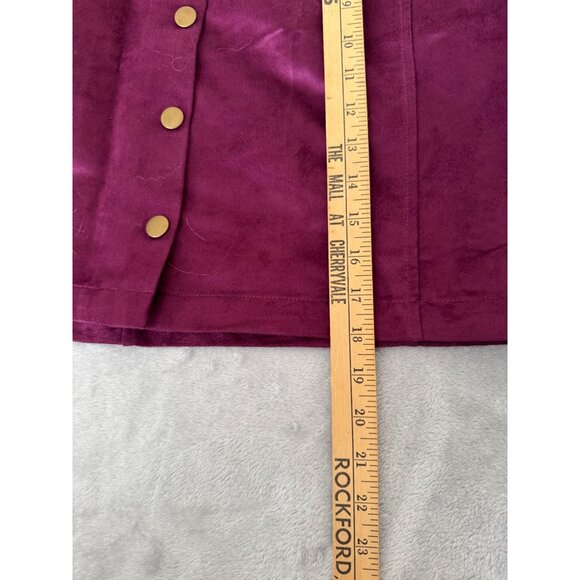 Old Navy Women skirt size 16 Burgundy Suede-Like Button-Front - Picture 12 of 16